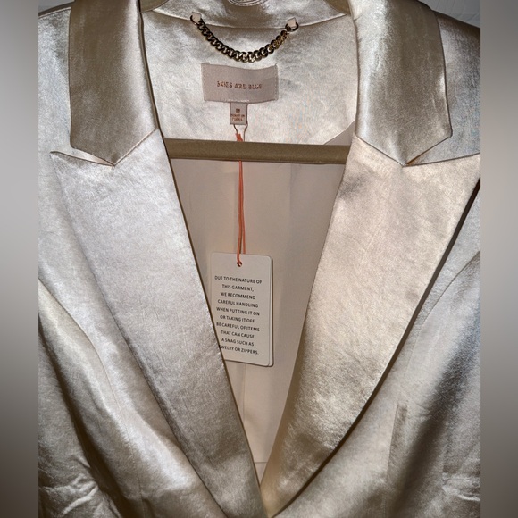 Skies Are Blue Shimmering Cream Blazer - Picture 3 of 4